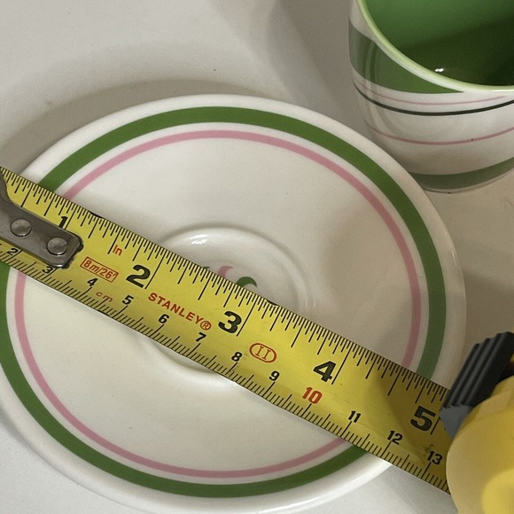 Starbucks Demi Espresso Mini Cup Mug Saucer Candy Striped Holiday 2007 Set - Picture 9 of 10